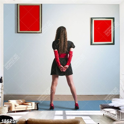 Tranh spa cô gái đứng nhìn về bức tường