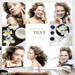 Tranh bộ ghép treo spa người đẹp với mái tóc bồng bềnh