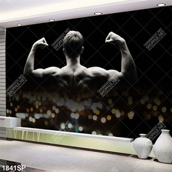 Tranh nghệ thuật thân hình cơ bắp của nam gym file psd