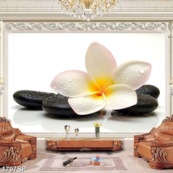Tranh đẹp treo spa hoa sứ trắng và đá đen