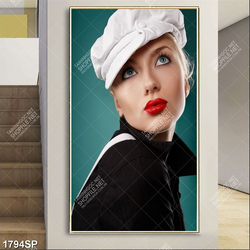 Tranh cô nàng xinh đẹp với đôi môi đỏ mọng