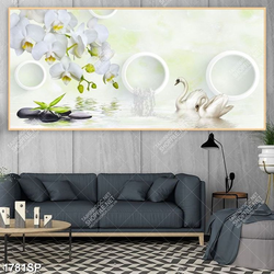 Tranh psd đẹp trang trí spa hoa lan và thiên nga trắng