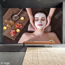 Tranh cô gái nằm chăm sóc da trong spa in uv