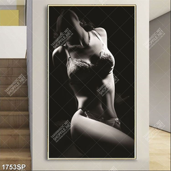 Tranh người mẫu bikini nghệ thuật trắng đen treo tướng spa