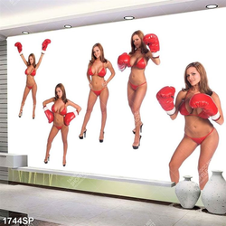 Tranh người mẫu bikini gợi cảm đứng tạo dáng với nhiều tư thế