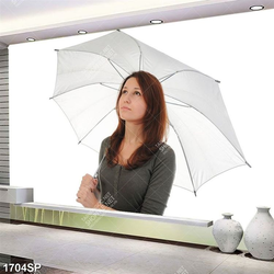 Tranh cô gái trẻ đứng che dù nhìn xa xăm