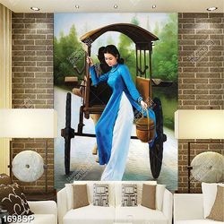 Tranh vẽ phụ nữ Việt Nam mặc áo dài truyền thống