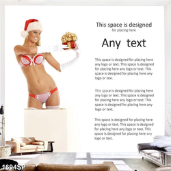 Tranh người mẫu bikini cầm hộp quà trên tay