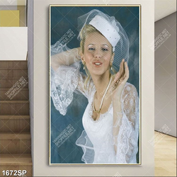 Tranh cô gái mặc váy trắng xinh đẹp