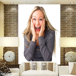 Tranh cô gái cười rạng rỡ in uv