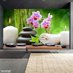 Tranh psd hoa lan và nến treo spa