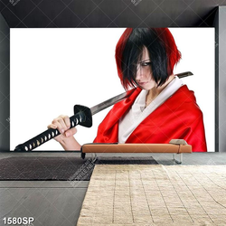 Tranh nữ kiếm hiệp lạnh lùng treo spa