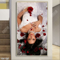 Tranh cô dâu và hoa hồng