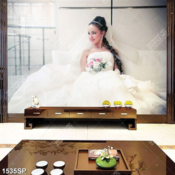 Tranh cô dâu xinh đẹp trong chiếc váy trắng tinh khôi