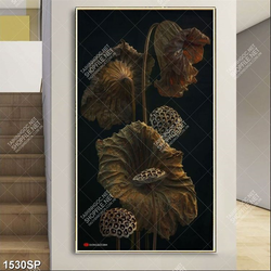 Tranh canvas lá sen và bông sen khô