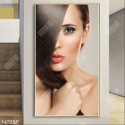 Tranh cô gái với mái tóc che một bên mắt treo spa