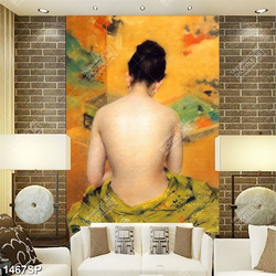 Tranh sơn dầu cô gái quấn khăn để lộ vai trần treo tường spa