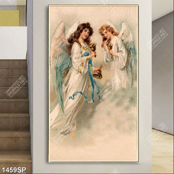 Tranh sơn dầu hai thiên sứ lắc quả chuông