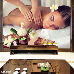 Tranh in uv cô gái nằm mát xa thư giãn trong spa