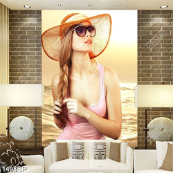 Tranh cô nàng xinh đẹp bên bãi biển