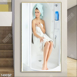 Tranh cô gái quấn khăn ngôi trong nhà tắm