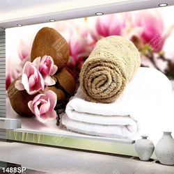 Tranh spa khăn hoa lan và đá