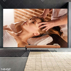 Tranh cô gái nằm massage da đầu thư giãn trang trí spa