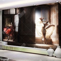 Tranh hai cô gái bung váy nghệ thuật treo tường spa