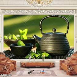 Tranh bình trà và ly trà đẹp tinh tế treo spa