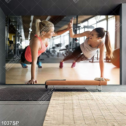 Tranh hai cô gái tập gym