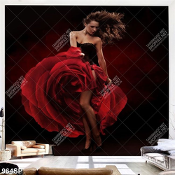 Tranh canvas cô gái hoa hồng treo tường spa