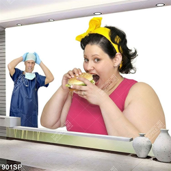 Tranh nàng béo ăn bánh mỳ hamburger