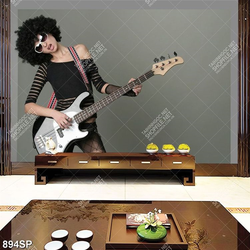 Tranh cô gái đàn ghita bass treo tường spa
