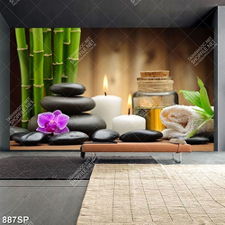 Tranh spa đá trúc và ngọn nến