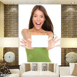 Tranh cô gái xinh đẹp cười rạng rỡ treo tường spa