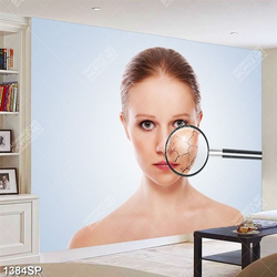 Tranh 3D soi da mặt cô gái treo spa