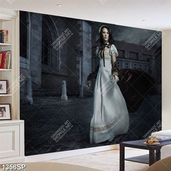 Tranh cô gái trẻ trong lâu đài cổ