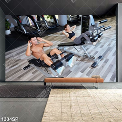 Tranh đôi trai gái cùng tập luyện trong phòng gym