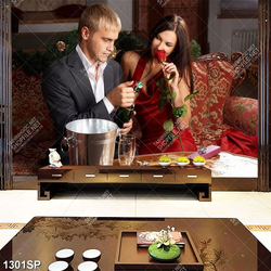 Tranh đôi nam nữ cùng thường thức rượu trong khung cảnh lãng mạn