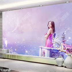 Tranh spa cô gái xinh đẹp đứng giữa bầu trời thơ mộng