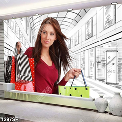 Tranh cô gái cuồng mua sắm