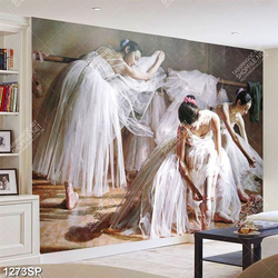 Tranh vẽ những diễn viên múa ballet tập luyện