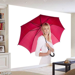 Tranh cô gái che dù đỏ treo spa
