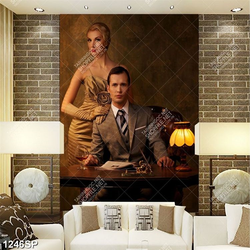 Tranh người phụ nữ xinh đẹp bên người đàn ông thành đạt treo spa