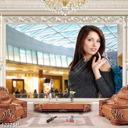 Tranh cô gái xinh đẹp trong trung tâm mua sắm