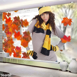 Tranh cô gái và lá phong đó