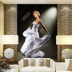 Tranh cô gái mặc váy cưới trắng