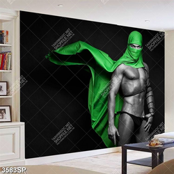 Tranh chàng trai chùm khăn xanh nghệ thuật