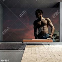 Tranh phong gym chàng trai khoe thân hình săn chắc