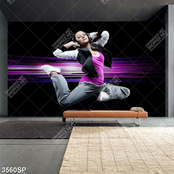 Tranh cô gái nhảy đeo tai nghe nghệ thuật